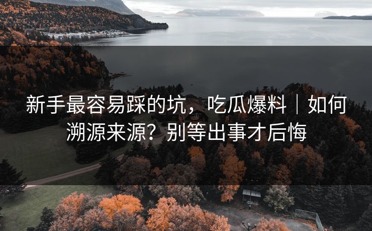新手最容易踩的坑，吃瓜爆料｜如何溯源来源？别等出事才后悔