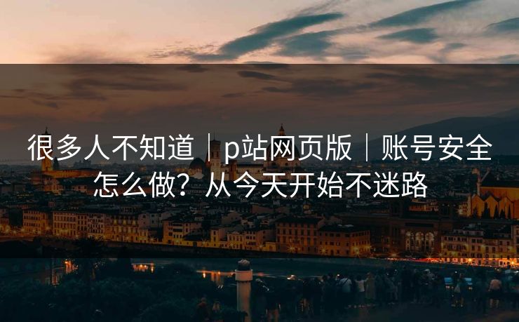 很多人不知道｜p站网页版｜账号安全怎么做？从今天开始不迷路