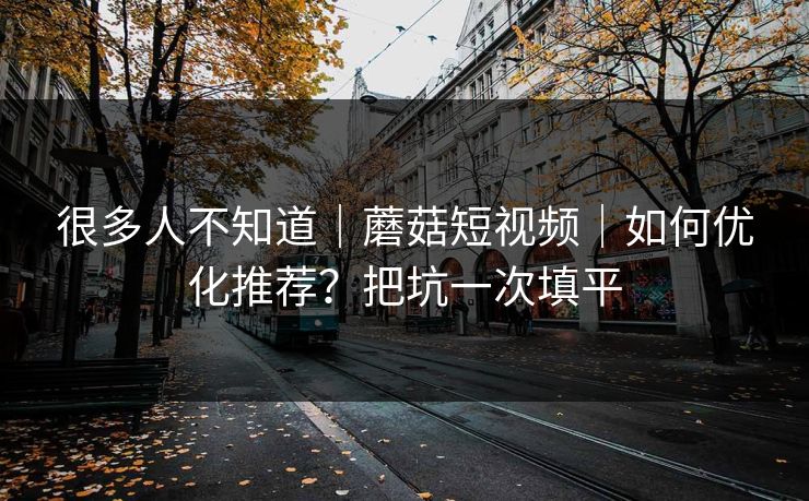 很多人不知道｜蘑菇短视频｜如何优化推荐？把坑一次填平