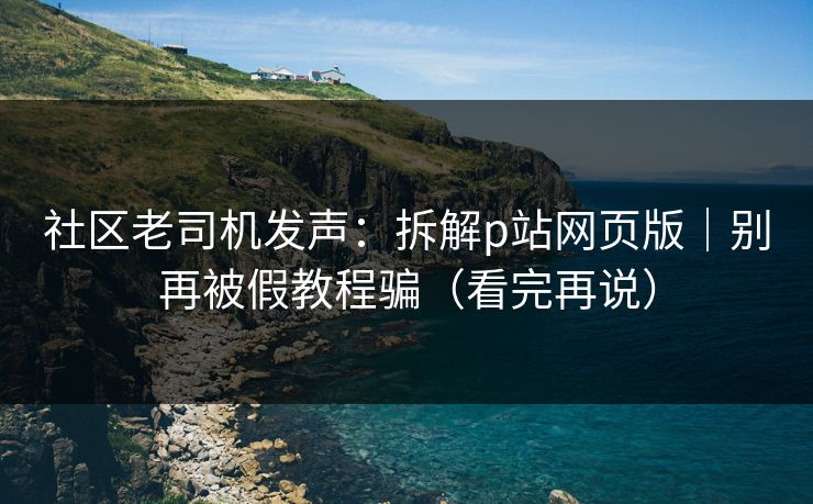 社区老司机发声：拆解p站网页版｜别再被假教程骗（看完再说）