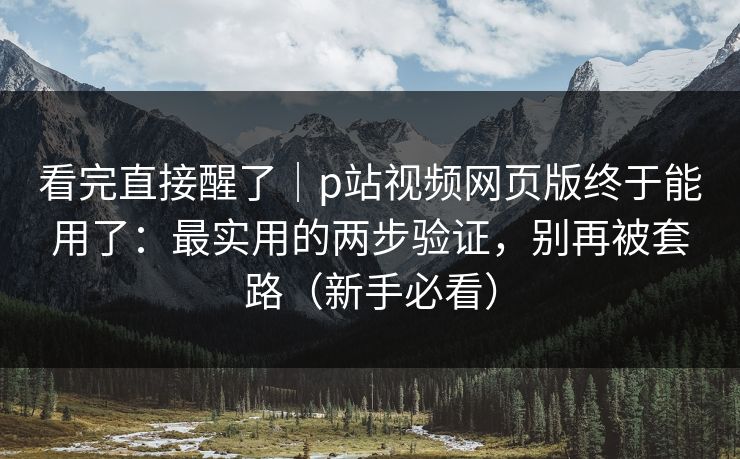 看完直接醒了|p站视频网页版终于能用了:最实用的两步验证,别再被套路(新手必看)