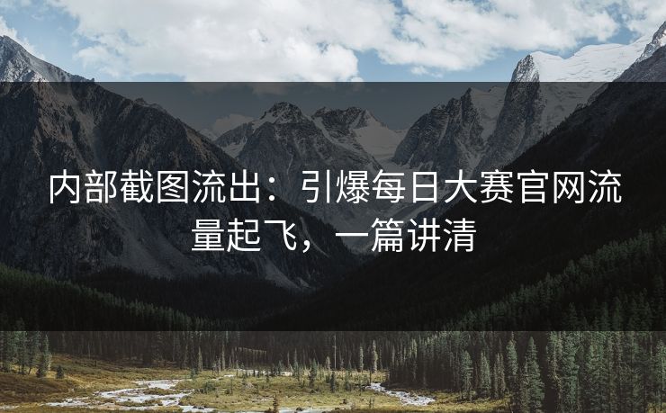 内部截图流出：引爆每日大赛官网流量起飞，一篇讲清