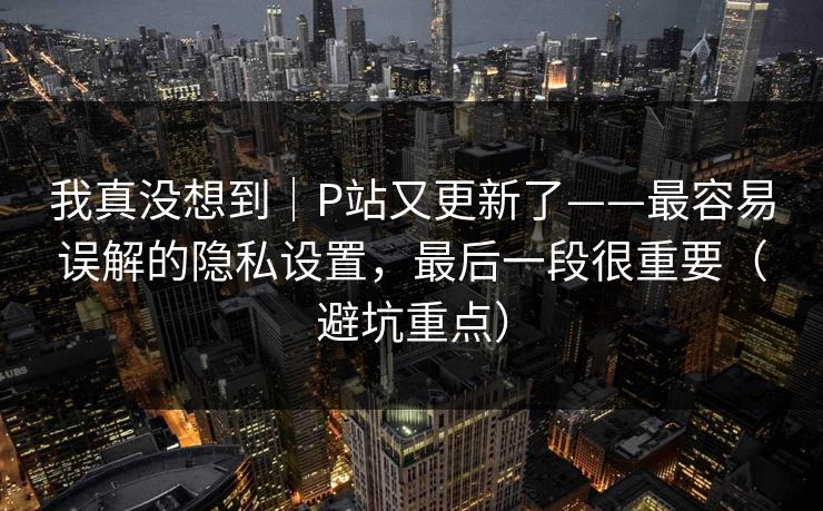 我真没想到｜P站又更新了——最容易误解的隐私设置，最后一段很重要（避坑重点）