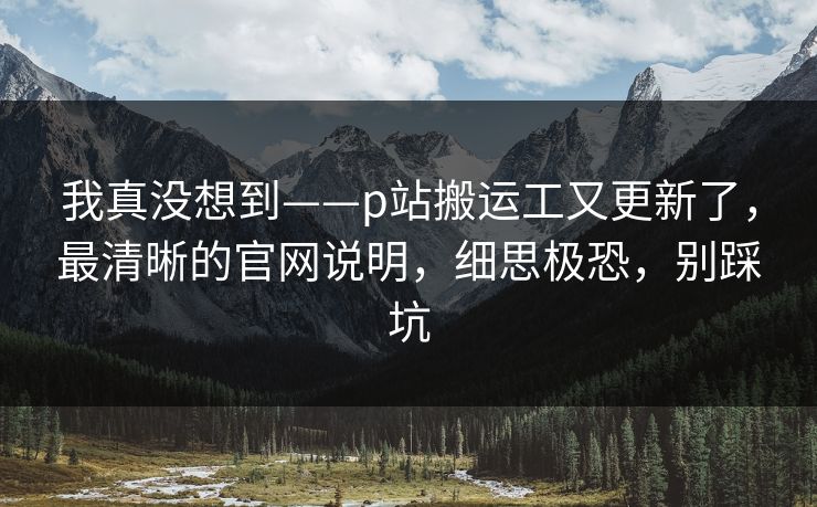 我真没想到——p站搬运工又更新了,最清晰的官网说明,细思极恐,别踩坑