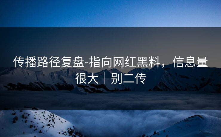 传播路径复盘-指向网红黑料，信息量很大｜别二传